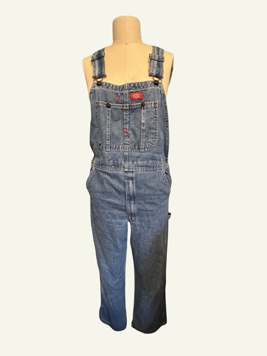 Dickies Other - Dickies Blue Denim Carpenter Overalls with Red Logo Patch